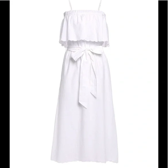 NWT Joie Rindinya Ruffled Scalloped Midi Dress White S - Picture 4 of 10